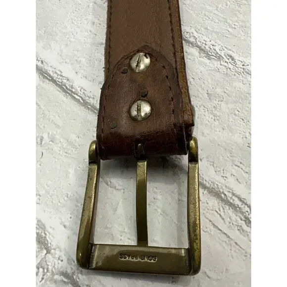 NAKARA Namibia Brown Ostrich KANGO Leather Belt w/ Brass Buckle